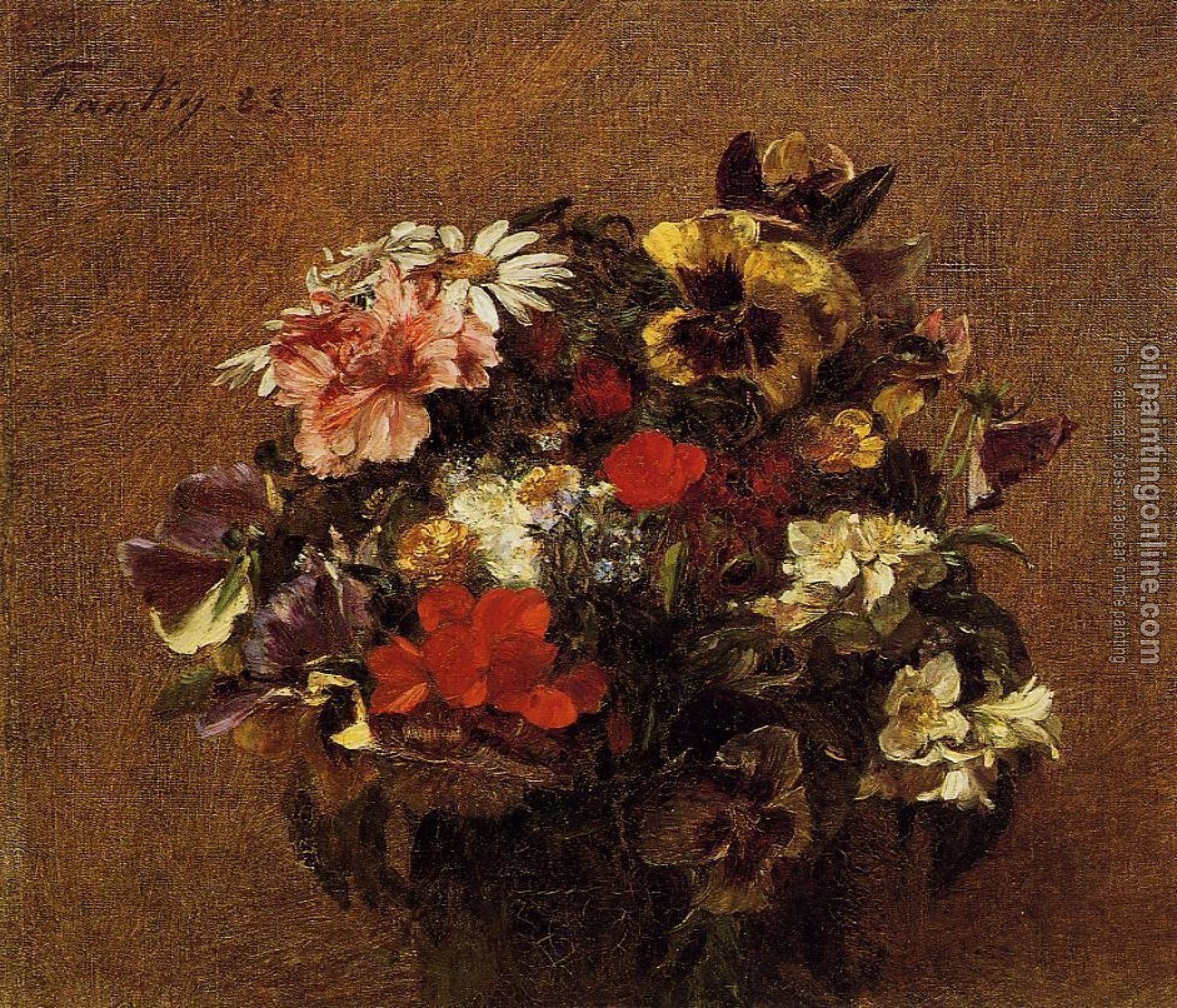 Fantin-Latour, Henri - Bouquet of Flowers Pansies